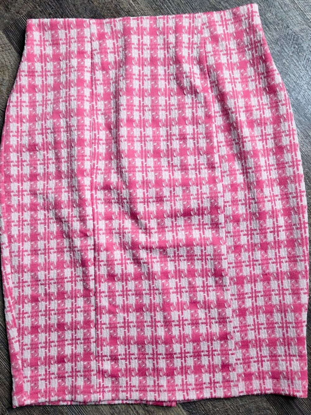 Kate Kasin Pink & White Plaid Pencil Skirt Sz Med NWT
